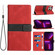 iPhone 14 Pro Max Grid Stitching Leather Phone Case with Lanyard - Red