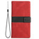 iPhone 14 Pro Max Grid Stitching Leather Phone Case with Lanyard - Red