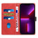 iPhone 14 Pro Max Grid Stitching Leather Phone Case with Lanyard - Red