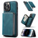 iPhone 14 Pro Max JEEHOOD Magnetic Zipper Wallet Leather Phone Case - Blue