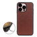 iPhone 14 Pro Max Lambskin Texture Genuine Leather Phone Case - Brown