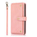 iPhone 14 Pro Max Lanyard Leather Phone Case - Pink