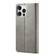 iPhone 14 Pro Max LC.IMEEKE Calf Texture Horizontal Flip Leather Case - Grey