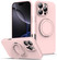 iPhone 14 Pro Max Liquid Silicone MagSafe Phone Case with Rotating Holder - Pink