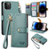 iPhone 14 Pro Max Love Zipper Lanyard Leather Phone Case - Green
