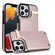 iPhone 14 Pro Max Metal Buckle Card Slots Phone Case - Rose Gold