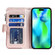 iPhone 14 Pro Max Microfiber Zipper Leather Phone Case - Rose Gold