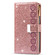 iPhone 14 Pro Max Multi-card Slots Laser Carving Glitter Zipper Leather Case - Rose Gold