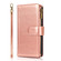 iPhone 14 Pro Max Multifunctional 9 Card Slots Leather Case - Rose Gold