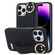 iPhone 14 Pro Max Non-slip Full Coverage Ring PU Phone Case with Wristband - Black