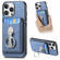 iPhone 14 Pro Max Retro Folding Ring Holder Card Bag MagSafe Phone Case - Blue
