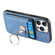 iPhone 14 Pro Max Retro Folding Ring Holder Card Bag MagSafe Phone Case - Blue