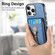 iPhone 14 Pro Max Retro Folding Ring Holder Card Bag MagSafe Phone Case - Blue