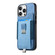 iPhone 14 Pro Max Retro Magsafe Cross Leather Pull-Out Card Bag Back Phone Case - Blue