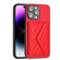 iPhone 14 Pro Max Rhombic Texture Card Bag RFID Phone Case with Long Lanyard - Red