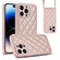 iPhone 14 Pro Max Rhombic Texture Phone Case with Dual Lanyard - Rose Gold