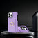 iPhone 14 Pro Max Ring Card Litchi Leather Back Phone Case - Purple