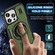 iPhone 14 Pro Max Ring Holder Carbon Fiber PC Hybrid TPU Phone Case - Army Green