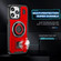 iPhone 14 Pro Max Ring Holder Carbon Fiber PC Hybrid TPU Phone Case - Red