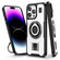 iPhone 14 Pro Max Ring Holder Carbon Fiber PC Hybrid TPU Phone Case - White