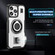 iPhone 14 Pro Max Ring Holder Carbon Fiber PC Hybrid TPU Phone Case - White