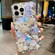 iPhone 14 Pro Max Rose Hand-set Pearl Diamond PC Phone Case - Blue