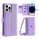 iPhone 14 Pro Max Sheep Texture Cross-body Zipper Wallet Leather Phone Case - Purple