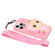 iPhone 14 Pro Max Silicone Wallet Phone Case with Lanyard - Deep Pink Pig