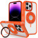 iPhone 14 Pro Max Skin Feel Transparent 360 Degree Rotating Silicone Ring Holder Phone Case - Orange