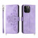 iPhone 14 Pro Max Skin-feel Flowers Embossed Wallet Leather Phone Case - Purple
