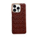 iPhone 14 Pro Max Sky Series Nano Electroplating Genuine Leather Phone Case - Coffee