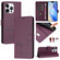 iPhone 14 Pro Max Smile Embossing RFID Leather Phone Case - Violet
