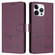 iPhone 14 Pro Max Smile Embossing RFID Leather Phone Case - Violet