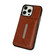 iPhone 14 Pro Max Solid Color Metal Buckle Card Slots Bag Phone Case - Brown