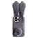 iPhone 14 Pro Max Solid Color Plush Rabbit TPU Phone Case - Grey