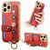 iPhone 14 Pro Max Stereoscopic Flowers Wristband Card Bag Phone Case - Red