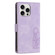 iPhone 14 Pro Max Tulips Embossed Leather Phone Case with Lanyard - Purple
