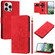 iPhone 14 Pro Max Tulips Embossed Leather Phone Case with Lanyard - Red