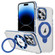 iPhone 14 Pro Max Two Color TPU Hybrid Acrylic MagSafe Magnetic Holder Phone Case - Blue
