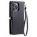 iPhone 14 Pro Max Wallet Multi-card Slot Leather Phone Case with Lanyard - Black