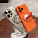 iPhone 14 Pro Max Wave Texture PC Shockproof Phone Case with Holder - White