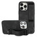 iPhone 14 Pro Max Wristband Holder Leather Back Phone Case - Black