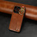 iPhone 14 Pro Max Wristband Leather Back Phone Case - Brown