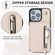 iPhone 14 Pro Max YM006 Skin Feel Zipper Card Bag Phone Case with Dual Lanyard - Apricot