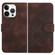 iPhone 14 Pro Max YX0060 Elephant Head Embossed Phone Leather Case with Lanyard - Coffee