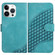 iPhone 14 Pro Max YX0060 Elephant Head Embossed Phone Leather Case with Lanyard - Light Blue