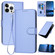 iPhone 14 Pro Max YX0070 Carbon Fiber Buckle Leather Phone Case with Lanyard - Light Purple