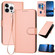 iPhone 14 Pro Max YX0070 Carbon Fiber Buckle Leather Phone Case with Lanyard - Pink