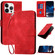 iPhone 14 Pro Max YX0080 Grid Butterfly Embossed Pattern Flip Leather Phone Case with Lanyard - Red