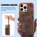 iPhone 14 Pro Max Zipper Card Bag Back Cover Phone Case - Brown